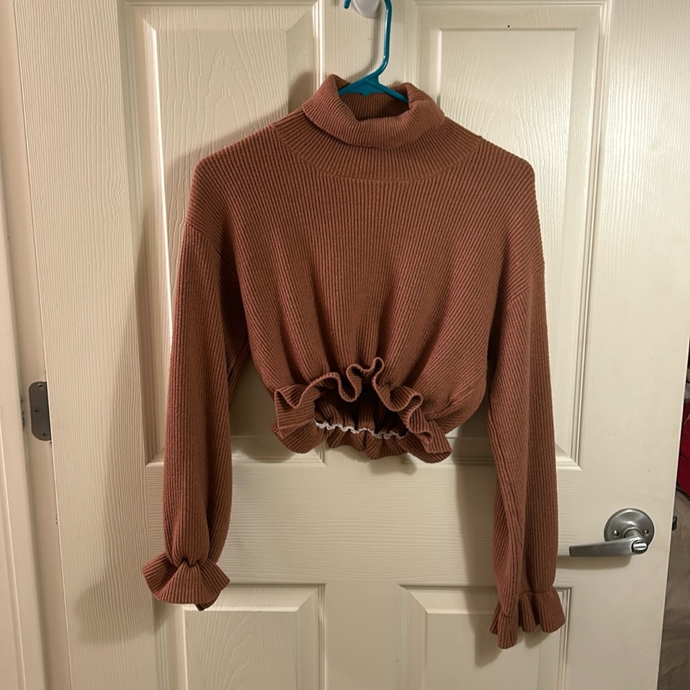 Brown crop top sweater from MINKPINK